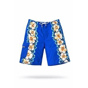 Gotcha Blue Hawaiian Floral Board Shorts Mens XL Surf Swim Beach
